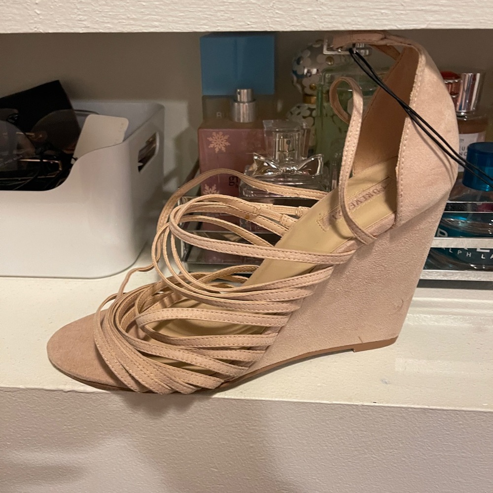 Faux suede wedge shoes